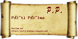 Póti Pálma névjegykártya